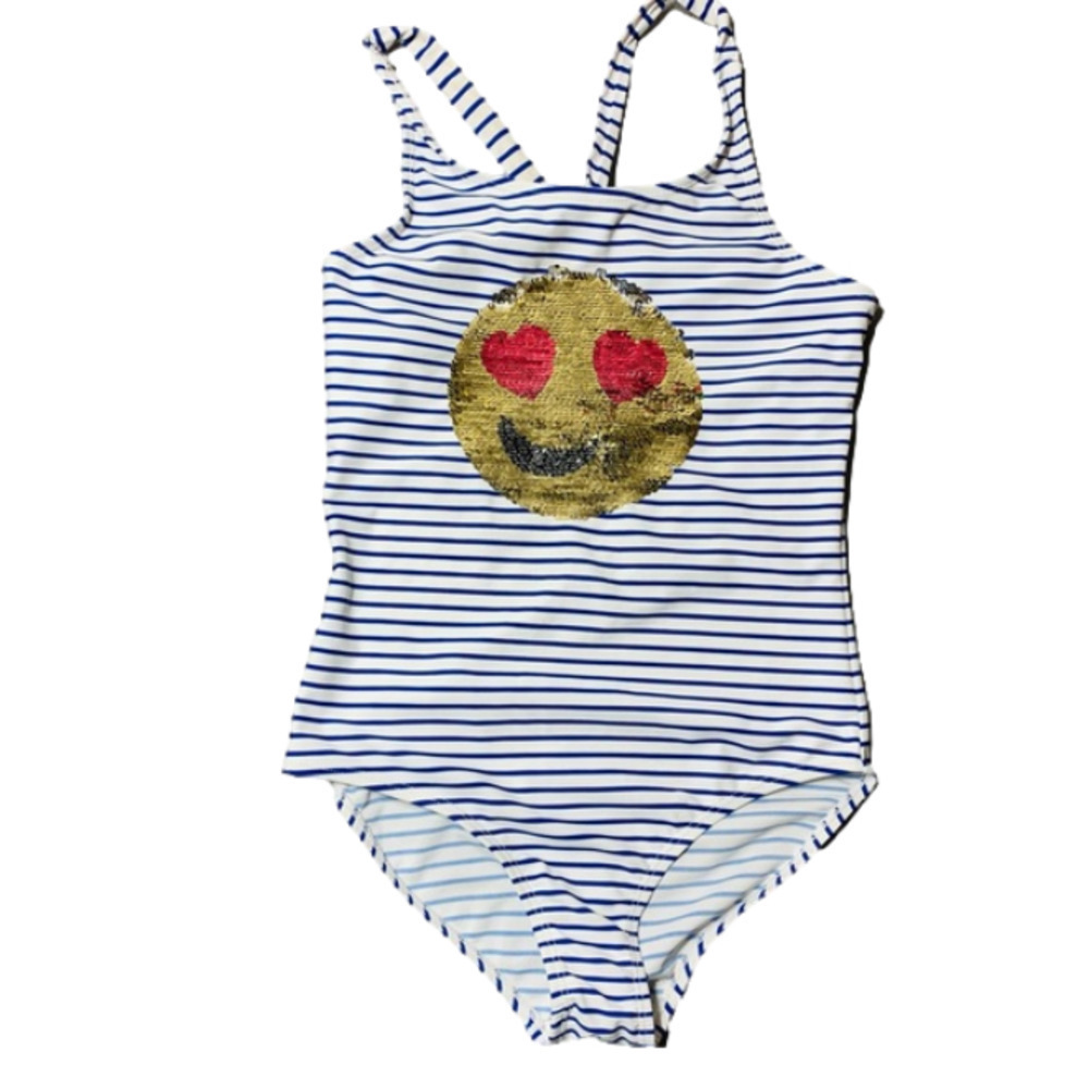 Oshkosh girls 14Y one piece emoji swimsuit